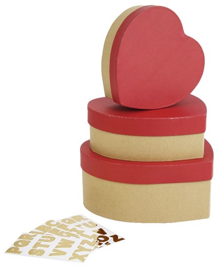 Gaveesker "Kraft Heart with Stickers" (3)