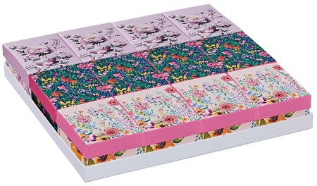 "Floral 6" Rektangulære gaveesker (12) assorterte