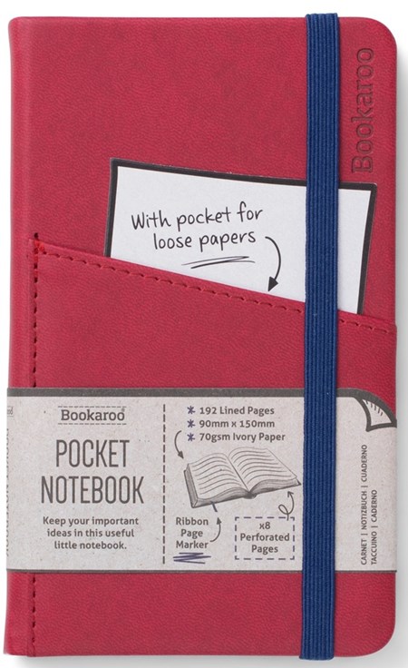 "Bookaroo A6 Pocket Notebook Journal" Dark Red