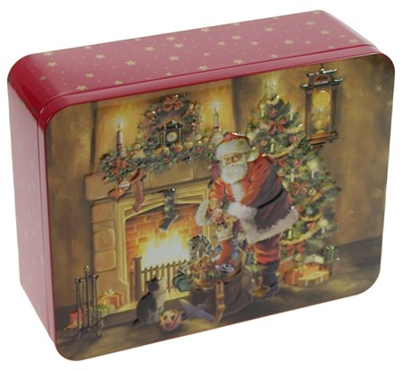 "Cosy Christmas" Rektangulær metallboks m/preget lokk
