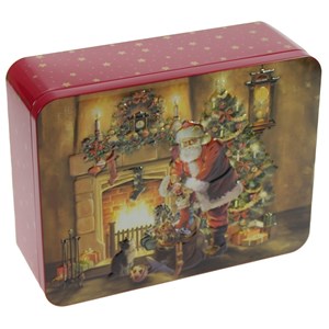 "Cosy Christmas" Rektangulær metallboks m/preget lokk