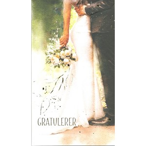 "Gratulerer" Dobbelt preget bryllupskort med brudepar
