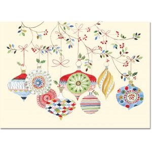 "Watercolor Ornaments", Julekort m/engelsk t