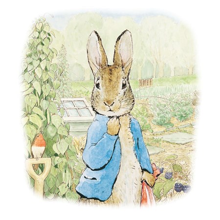 "Peter Rabbit in the Garden" Beatrix Potter dobbelt kort