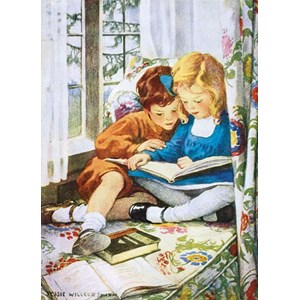 "Children Reading" Dobbelt kunstkort