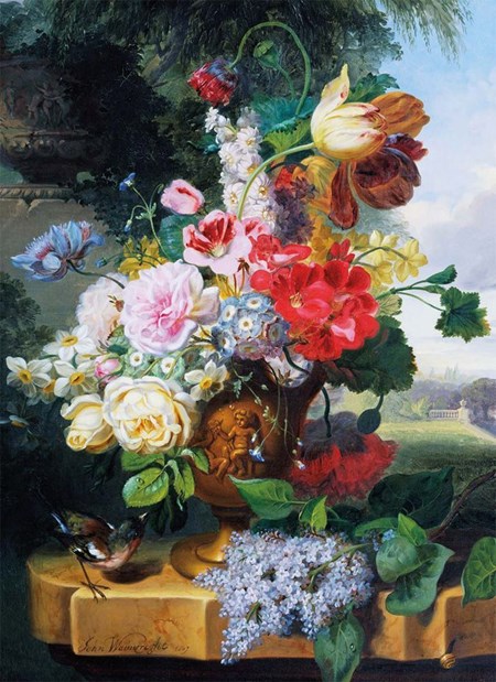 "Flower Piece" Dobbelt kunstkort