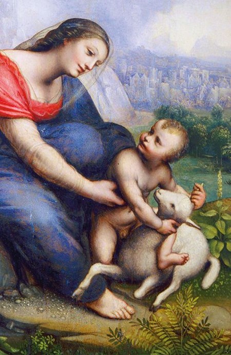 "Virgin and Child with Lamb" Påskekort