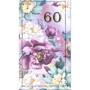 "60 år", blomster og gullfoliert, dbt kort EAN7330324100005