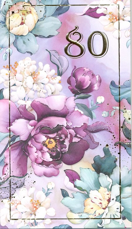 "80 år", blomster og gullfoliert, dbt kort EAN7330324100005