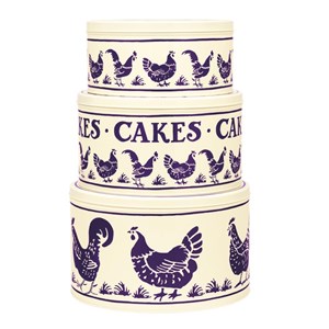 "Blue Hens - Emma Bridgewater" Sett m/3 kakebokser