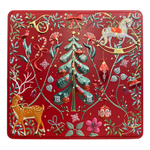 "X-mas Ornaments, rød" Kvadratisk metallboks