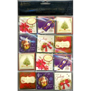 "Traditional  Xmas, 24 Handcrafted Gift Tags"