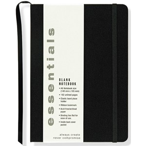 "Essentials" Small Black Blank Notebook (A6)