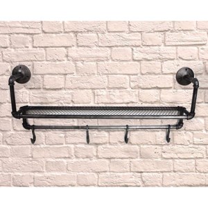 "Industrial Water Pipe Shelf and Hooks" Hatte-hylle